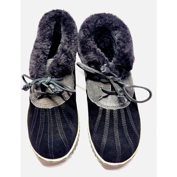 NWB Sperry Top Sider Women's Black Suede Elayna Duck Boot Slipper Size 8M 600 - Picture 5 of 9